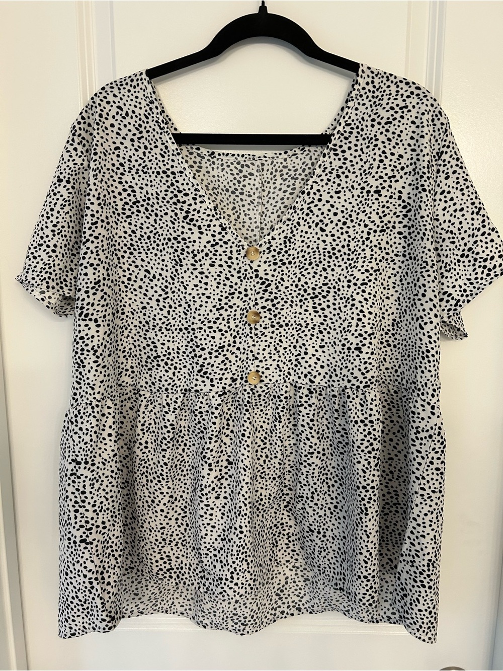 SHEIN Black & White Printed Babydoll Top – Size 1XL